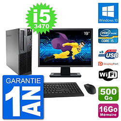 PC Lenovo M92p SFF Ecran 19" Intel i5-3470 RAM 16Go Disque 500Go Windows 10 Wifi · Occasion 