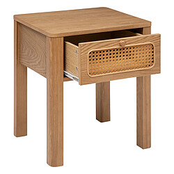 Pegane Table de chevet avec 1 tiroir en MDF coloris marron - longueur 45 x Profondeur 38,5 x Hauteur 52,5 cm