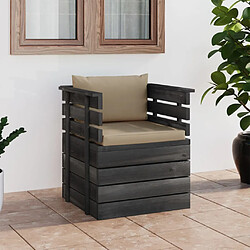 vidaXL Fauteuil de jardin avec coussins Bois de pin 