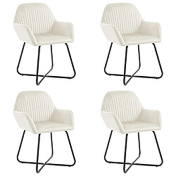 vidaXL Chaises à manger lot de 4 Crème Velours