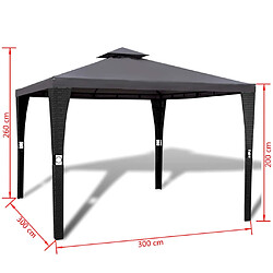 vidaXL Tonnelle avec toit 3x3 m Gris foncé pas cher