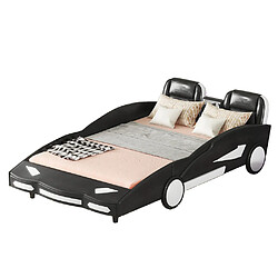 Sweiko Lit cabane 140 x 200 cm Lits plats Modèle de lit de voiture Lits de voiture Lits d'enfant Noir