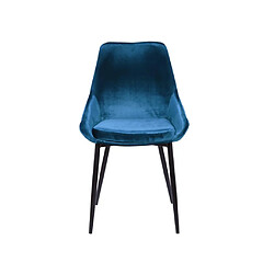 Vente-Unique Lot de 6 chaises - Velours et métal noir - Bleu nuit - MASURIE