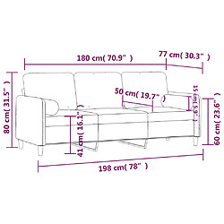 vidaXL Canapé 3 places avec oreillers vert foncé 180 cm velours pas cher