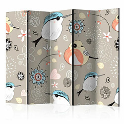 Paris Prix Paravent 5 Volets Natural Pattern with Birds 172x225cm