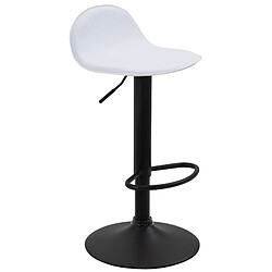 Decoshop26 Lot de 2 tabourets de bar avec repose-pieds en PVC blanc pied trompète en métal noir 10_0004260