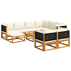 vidaXL Salon de jardin avec coussins 10 pcs bois d'acacia solide