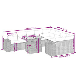 Avis vidaXL Salon de jardin avec coussins 10 pcs gris résine tressée