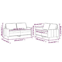 vidaXL Ensemble de canapés 2 pcs avec coussins Jaune Velours pas cher