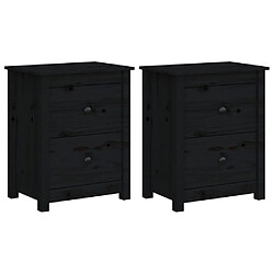 vidaXL Tables de chevet 2 pcs Noir 50x35x61,5 cm Bois de pin massif