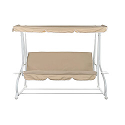 Pegane Balancelle banc balançoire de jardin en acier beige - Largeur 210 x Hauteur 164 x Profondeur 120 cm