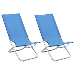 vidaXL Chaises de plage pliables lot de 2 Bleu Tissu