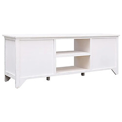 Avis Maison Chic Meuble TV scandinave - Banc TV pour salon Blanc antique 108x30x40 cm Bois de Paulownia solide -MN94542