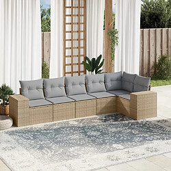 vidaXL Salon de jardin avec coussins 6 pcs beige résine tressée 