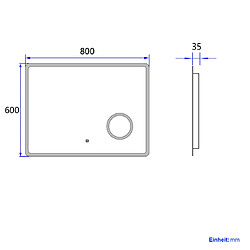 EMKE Miroir de salle de bain LED avec Loupe 3 Fois 80x60cm | Loupe 3x, Interrupteur Tactile | Lumière Blanche Froide pas cher