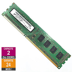 Barrette Mémoire 2Go RAM DDR3 Micron MT8JTF25664AZ-1G6K1 DIMM PC3-12800U 1Rx8 · Reconditionné PC3-12800 - 1600MHz