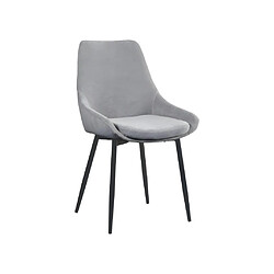 Avis Vente-Unique Lot de 6 chaises en tissu et métal noir - Gris - MASURIE