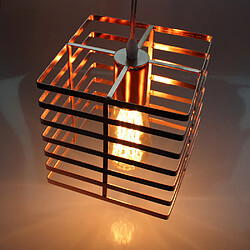 Acheter Stoex Suspension Lustre Abat jours forme Cage Ø 22cm Métal Fer Style vintage 3 Edison E27 Luminaire - Or rose