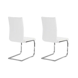 LEA Lot de 2 chaises de salle a manger - Simili blanc - Style contemporain - L 43 x P 56 cm