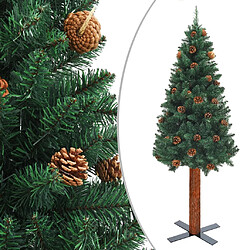 vidaXL Sapin de Noël mince avec bois véritable et cônes vert 150cm PVC 