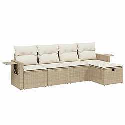 vidaXL Salon de jardin avec coussins 5 pcs beige résine tressée