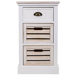 Pegane Chiffonnier, meuble de rangement en bois avec 3 tiroirs coloris blanc - Longueur 40 x Profondeur 30 x Hauteur 78 cm