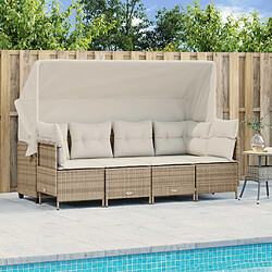 vidaXL Salon de jardin avec coussins 5 pcs beige résine tressée 