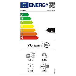 Lave-vaisselle 45cm 10 couverts 47db intégrable avec bandeau - vs1010x - BRANDT