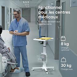 ONKRON Petit Chariot à Roulettes Charge Optimale de 8 kg, Table de Lit Medicale 4 Roulettes - Poste de Travail Mobile Table Bureau Reglable Hauteur / Support Ordinateur Portable Blanc / LMG30-W Blanc