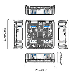 Acheter Wewoo Hub USB 3.0 Transparent USB 3.0 bureau avec câble micro USB de 100 cm