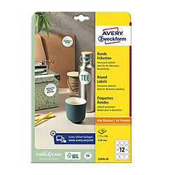 AVERY Zweckform L3416-10 Lot de 120 étiquettes rondes à imprimer autocollantes Ø 60 mm Format A4 