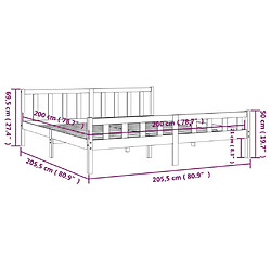 vidaXL Cadre de lit sans matelas marron miel bois massif 200x200 cm pas cher