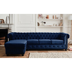 Lisa Design William - canapé Chesterfield d'angle gauche - 4 places - en velours