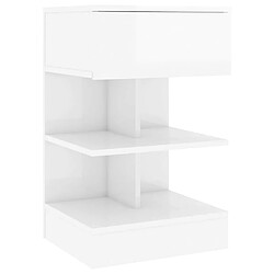 Maison Chic Table de chevet,Table de nuit,Table d'appoint pour salon Blanc brillant 40x35x65 cm Aggloméré -MN88113