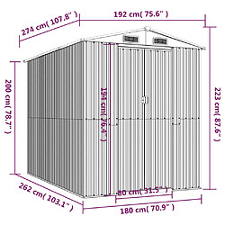 vidaXL Abri de jardin Anthracite 192x274x223 cm Acier galvanisé pas cher