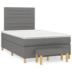 vidaXL Sommier à lattes de lit avec matelas Gris foncé 120x200cm Tissu