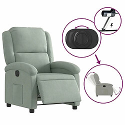 Maison Chic Fauteuil Relax pour salon, Fauteuil inclinable électrique gris clair velours -GKD77574 pas cher