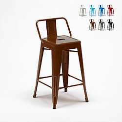 Ahd Amazing Home Design Tabouret Tolix industriel en acier avec dossier métallique bar cuisine Steel Top, Couleur: Marron