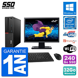 PC Lenovo M800 SFF Ecran 22" Intel G4400 RAM 32Go SSD 240Go Windows 10 Wifi - Occasion