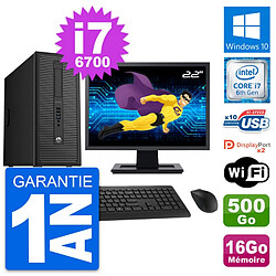 PC Tour HP 800 G2 Ecran 22" Intel i7-6700 RAM 16Go Disque 500Go Windows 10 Wifi - Occasion