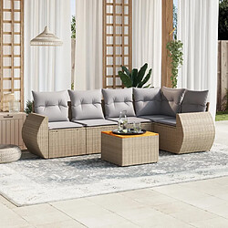 vidaXL Salon de jardin avec coussins 6 pcs beige résine tressée 