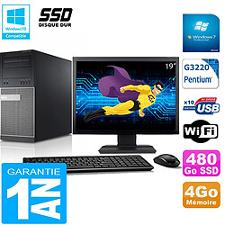 PC Tour DELL 9020 Intel G3220 Ram 4Go Disque 480 Go SSD Wifi W7 Ecran 19" · Occasion 