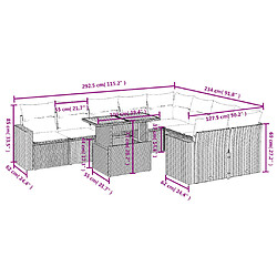 Acheter vidaXL Salon de jardin avec coussins 10 pcs gris résine tressée