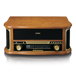 Lenco Platine vinyle rétro en bois avec Bluetooth®, radio AM/FM, encodage USB, lecteur CD, lecteur de cassette et haut-parleurs intégrés TCD-2551WD Bois