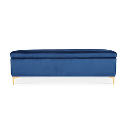 Banquette Coffre Chloé velours Bleu pieds or