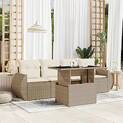 vidaXL Salon de jardin avec coussins 5 pcs beige résine tressée 