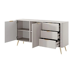 Acheter Buffet 2 portes et 3 tiroirs en MDF - Beige et doré - ELONARIA de Pascal Morabito