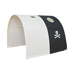 Homestyle4U Tunnel de lit enfant coloris blanc et noir motif Pirate