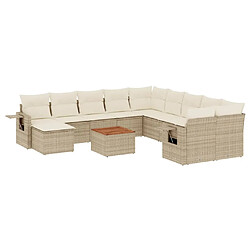 vidaXL Salon de jardin avec coussins 12 pcs beige résine tressée