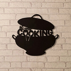 HOMEMANIA Décoration Murale Cooking - Art Mural - pour Séjour, Cuisine - Noir en Acier, 45 x 0,15 x 40 cm